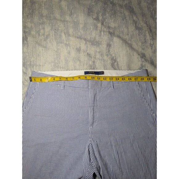 Polo Ralph Lauren Womens Blue White Striped Seersucker Nautical Ankle Pants 14 - Picture 6 of 13